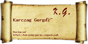 Karczag Gergő névjegykártya